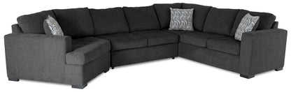 Fabriqué au Canada, canapé-lit sectionnel de gauche Legend 3 pièces en tissu de chenille avec fauteuil enveloppant - gris poivre