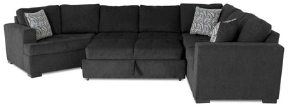 Fabriqué au Canada, canapé-lit sectionnel de gauche Legend 3 pièces en tissu de chenille avec fauteuil enveloppant - gris poivre