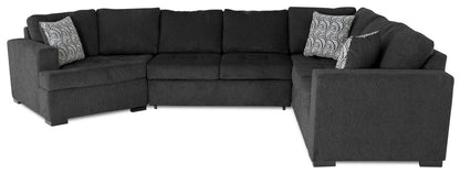 Fabriqué au Canada, canapé-lit sectionnel de gauche Legend 3 pièces en tissu de chenille avec fauteuil enveloppant - gris poivre