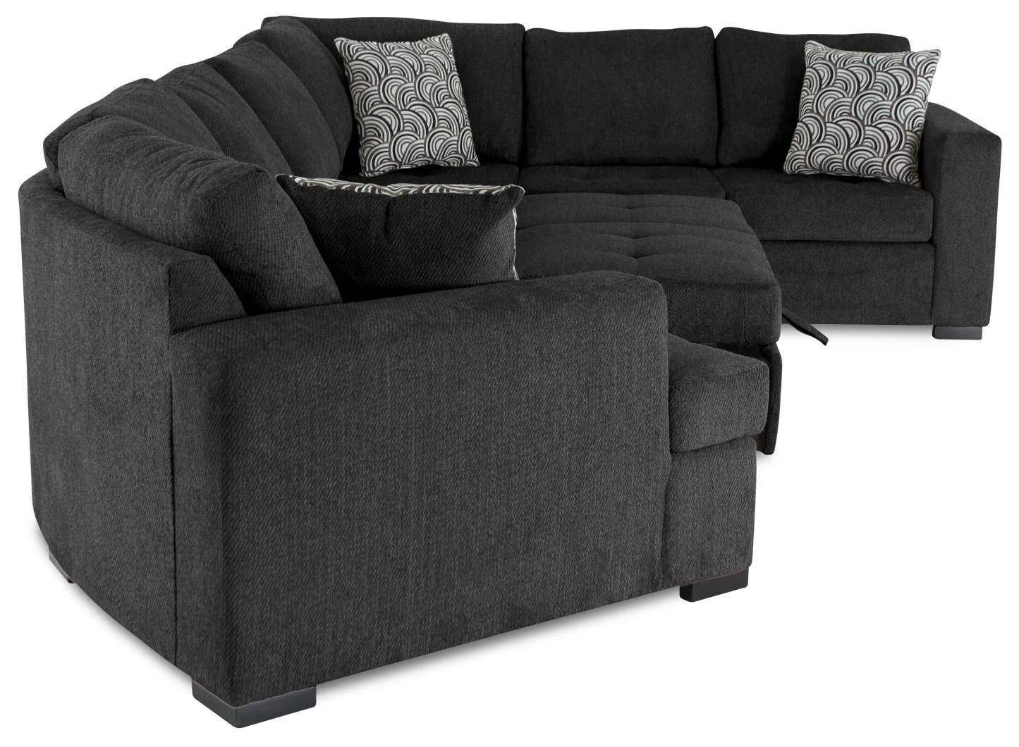 Fabriqué au Canada, canapé-lit sectionnel de gauche Legend 3 pièces en tissu de chenille avec fauteuil enveloppant - gris poivre