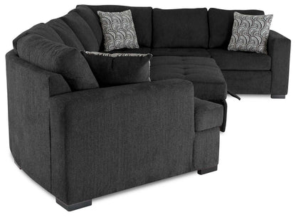 Fabriqué au Canada, canapé-lit sectionnel de gauche Legend 3 pièces en tissu de chenille avec fauteuil enveloppant - gris poivre