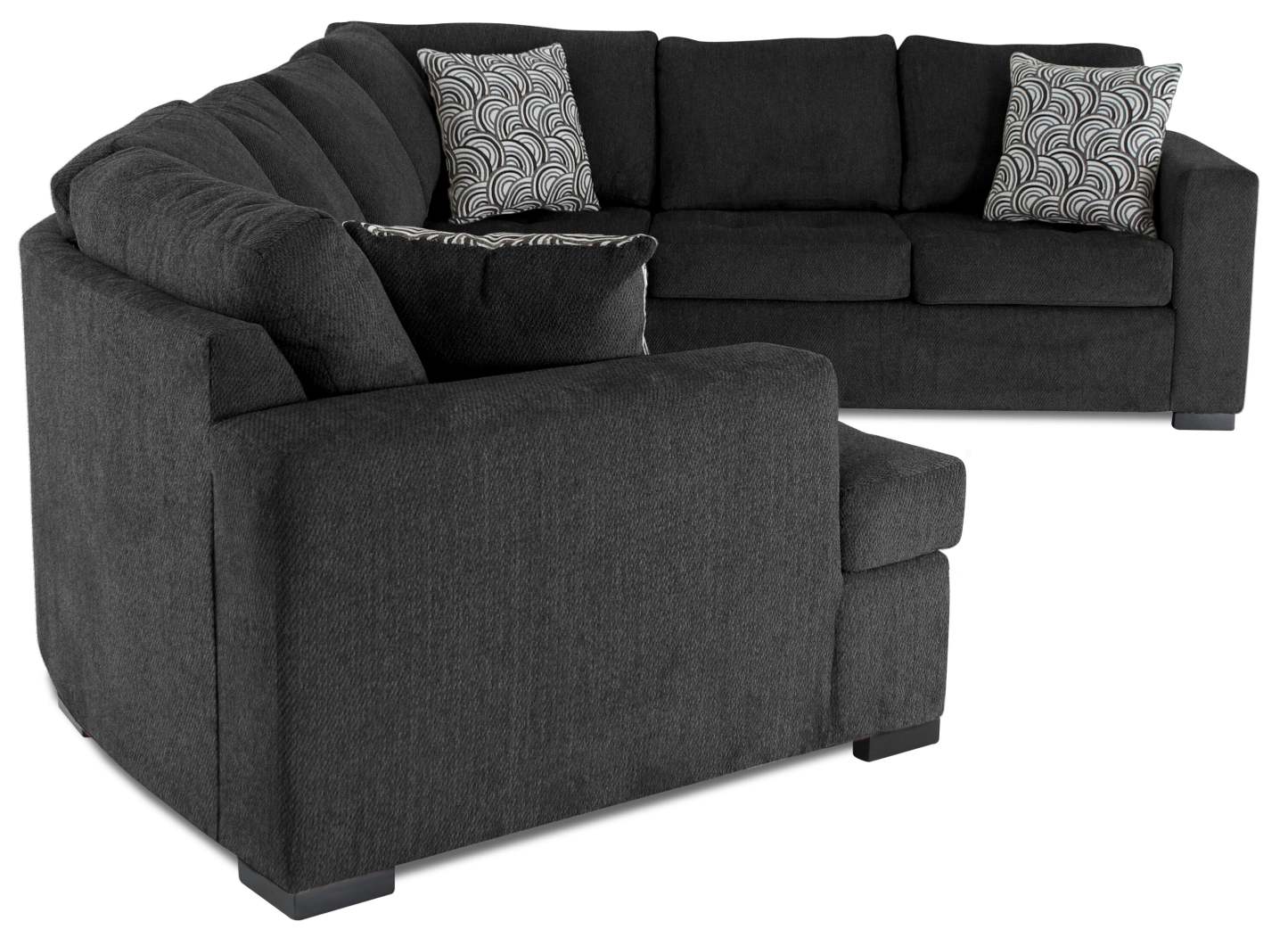 Fabriqué au Canada, canapé-lit sectionnel de gauche Legend 3 pièces en tissu de chenille avec fauteuil enveloppant - gris poivre