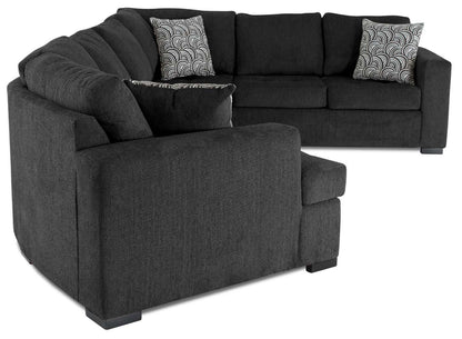 Fabriqué au Canada, canapé-lit sectionnel de gauche Legend 3 pièces en tissu de chenille avec fauteuil enveloppant - gris poivre