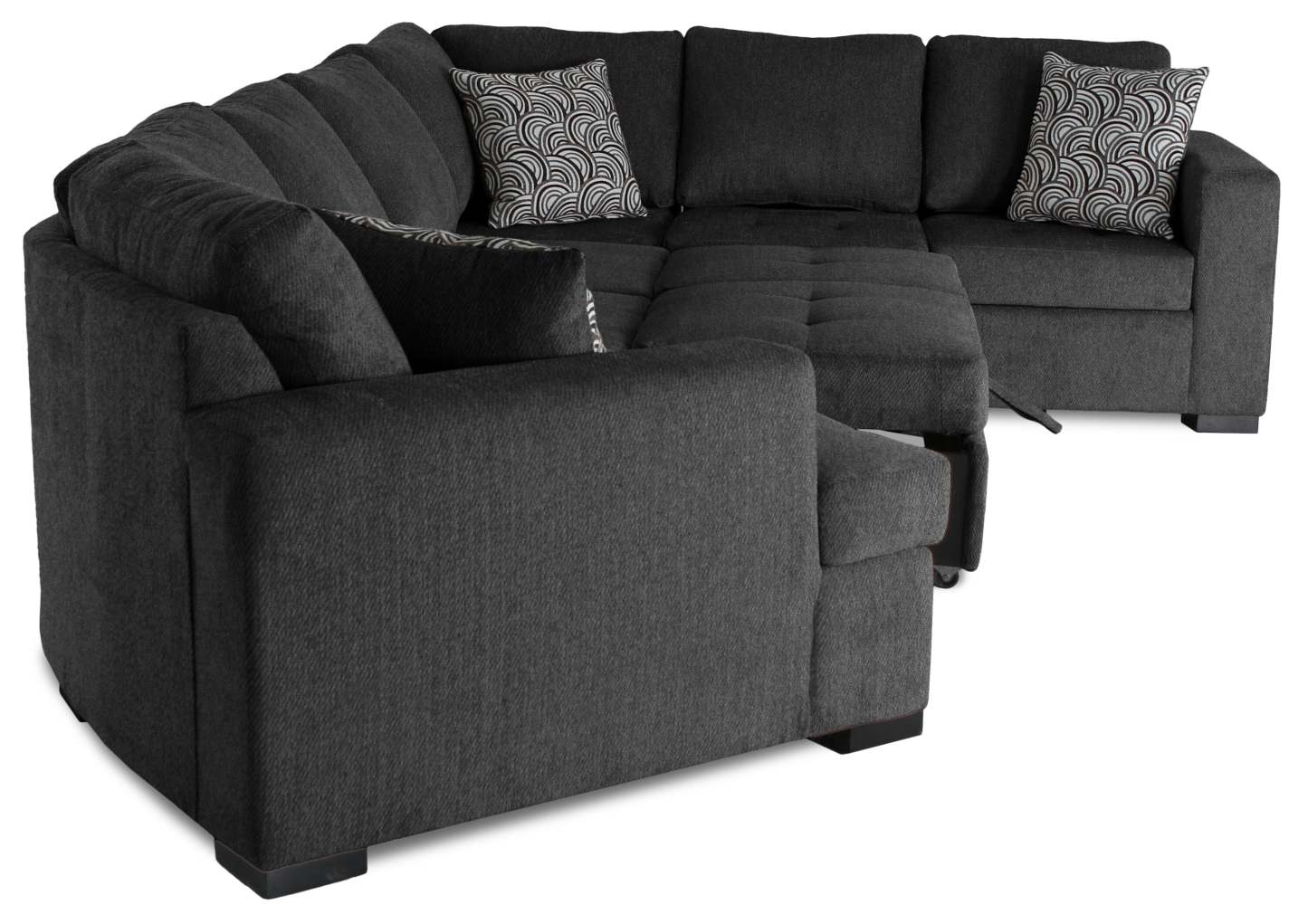 Fabriqué au Canada, canapé-lit sectionnel de gauche Legend 4 pièces en tissu de chenille - gris poivre