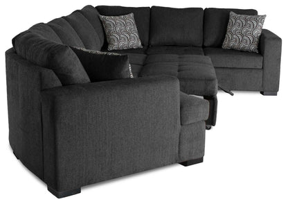 Fabriqué au Canada, canapé-lit sectionnel de gauche Legend 4 pièces en tissu de chenille - gris poivre