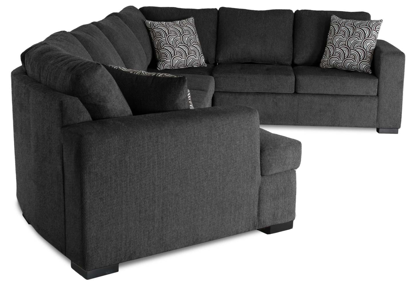 Fabriqué au Canada, canapé-lit sectionnel de gauche Legend 4 pièces en tissu de chenille - gris poivre