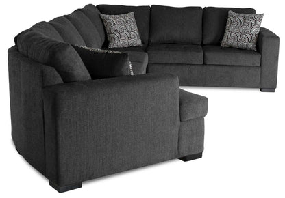 Fabriqué au Canada, canapé-lit sectionnel de gauche Legend 4 pièces en tissu de chenille - gris poivre