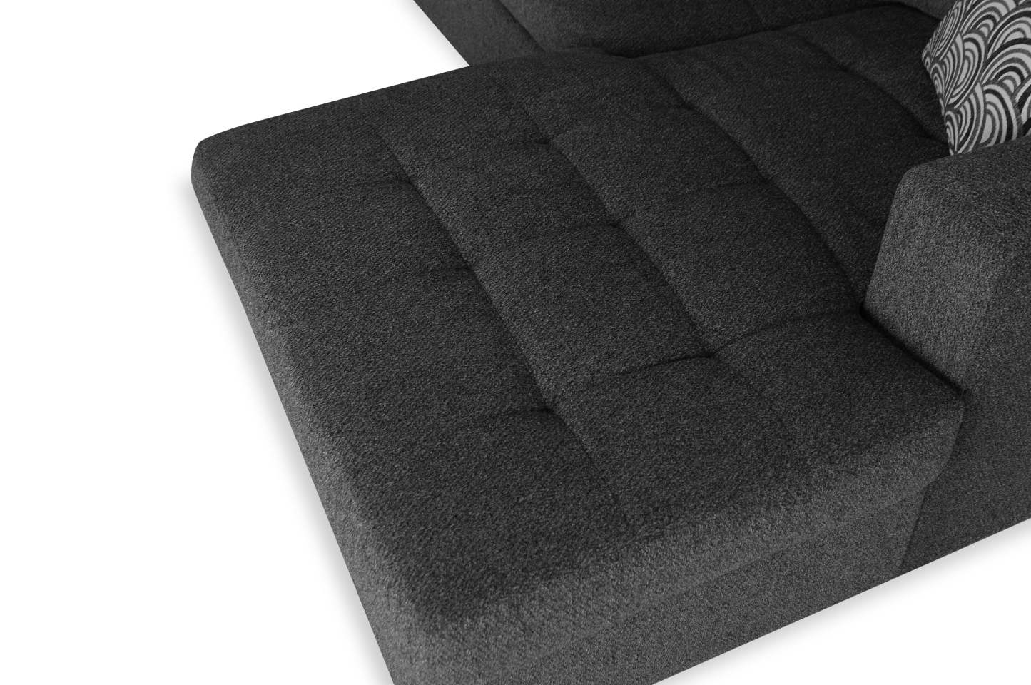 Fabriqué au Canada, canapé-lit sectionnel de droite Legend 2 pièces en tissu de chenille avec fauteuil long de rangement - gris poivre