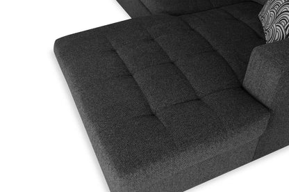 Fabriqué au Canada, canapé-lit sectionnel de droite Legend 2 pièces en tissu de chenille avec fauteuil long de rangement - gris poivre