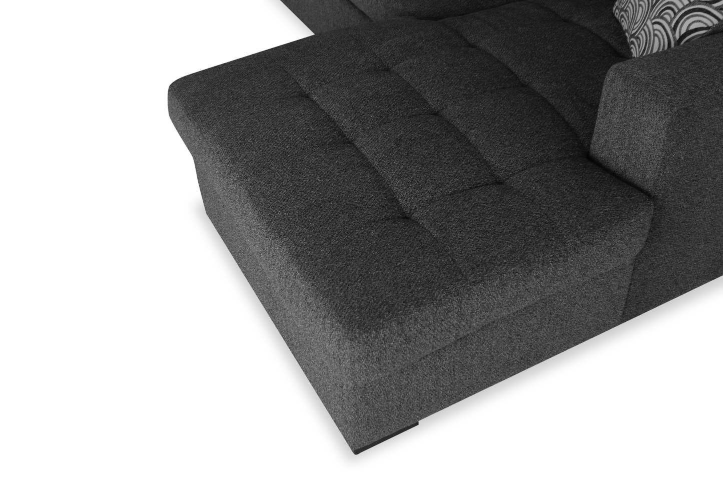 Fabriqué au Canada, canapé-lit sectionnel de droite Legend 2 pièces en tissu de chenille avec fauteuil long de rangement - gris poivre