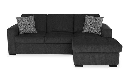 Fabriqué au Canada, canapé-lit sectionnel de droite Legend 2 pièces en tissu de chenille avec fauteuil long de rangement - gris poivre