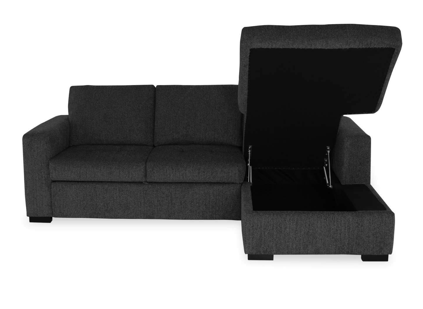 Fabriqué au Canada, canapé-lit sectionnel de droite Legend 2 pièces en tissu de chenille avec fauteuil long de rangement - gris poivre