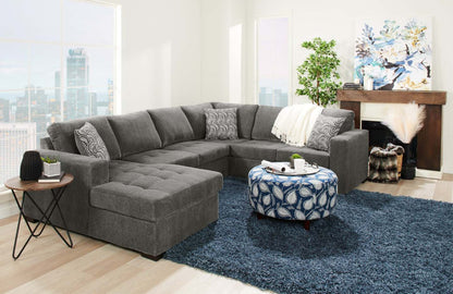Made in Canada Legend 3-Piece Left-Facing Chenille Fabric Sleeper Sectional with Storage Chaise - Pewter Brown | Canapé-lit sectionnel de gauche Legend 3 pièces fabriqué au Canada en tissu de chenille avec chaise longue de rangement - brun étain