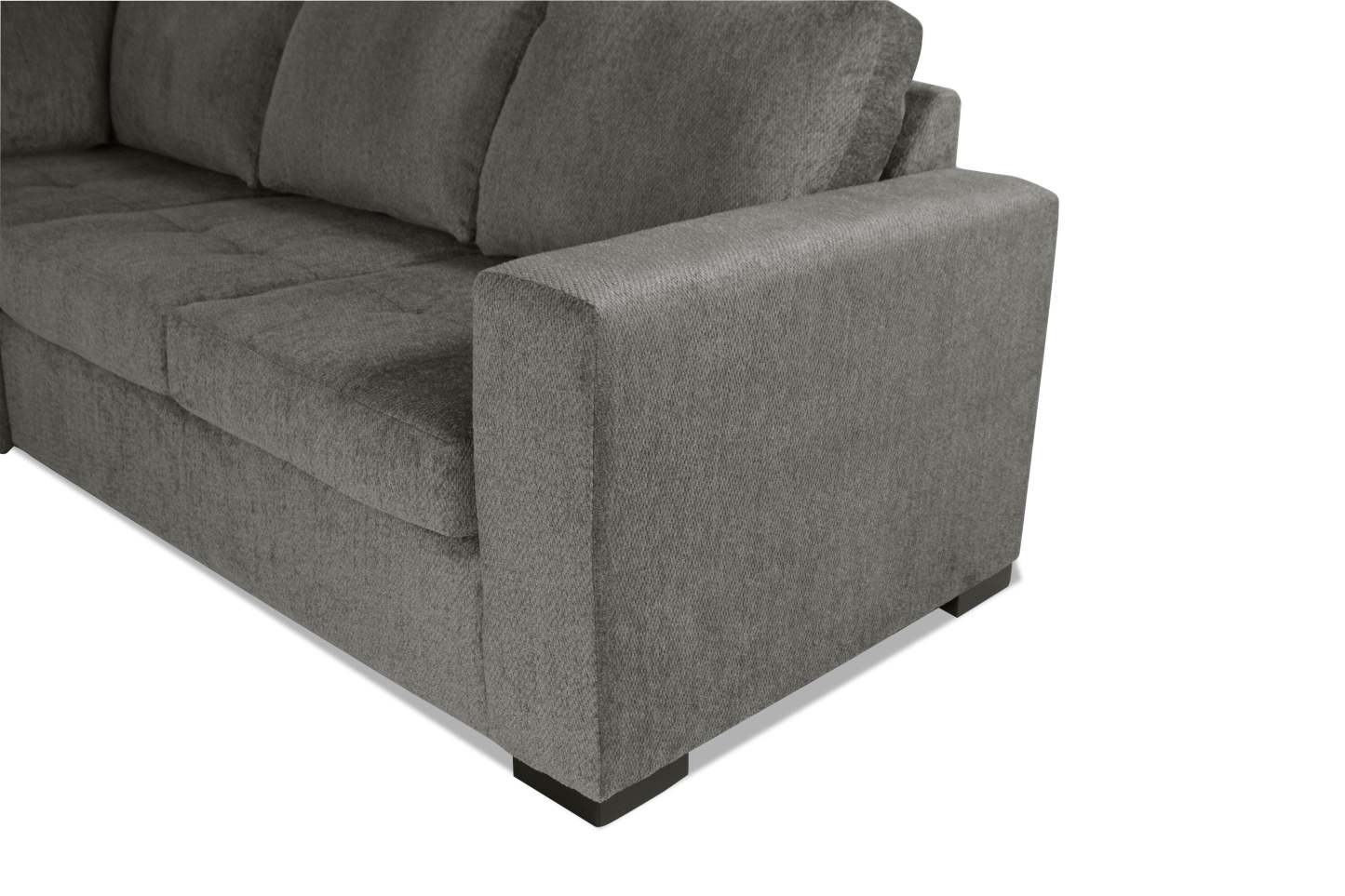 Made in Canada Legend 3-Piece Left-Facing Chenille Fabric Sleeper Sectional with Storage Chaise - Pewter Brown | Canapé-lit sectionnel de gauche Legend 3 pièces fabriqué au Canada en tissu de chenille avec chaise longue de rangement - brun étain