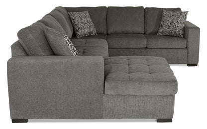 Made in Canada Legend 3-Piece Left-Facing Chenille Fabric Sleeper Sectional with Storage Chaise - Pewter Brown | Canapé-lit sectionnel de gauche Legend 3 pièces fabriqué au Canada en tissu de chenille avec chaise longue de rangement - brun étain