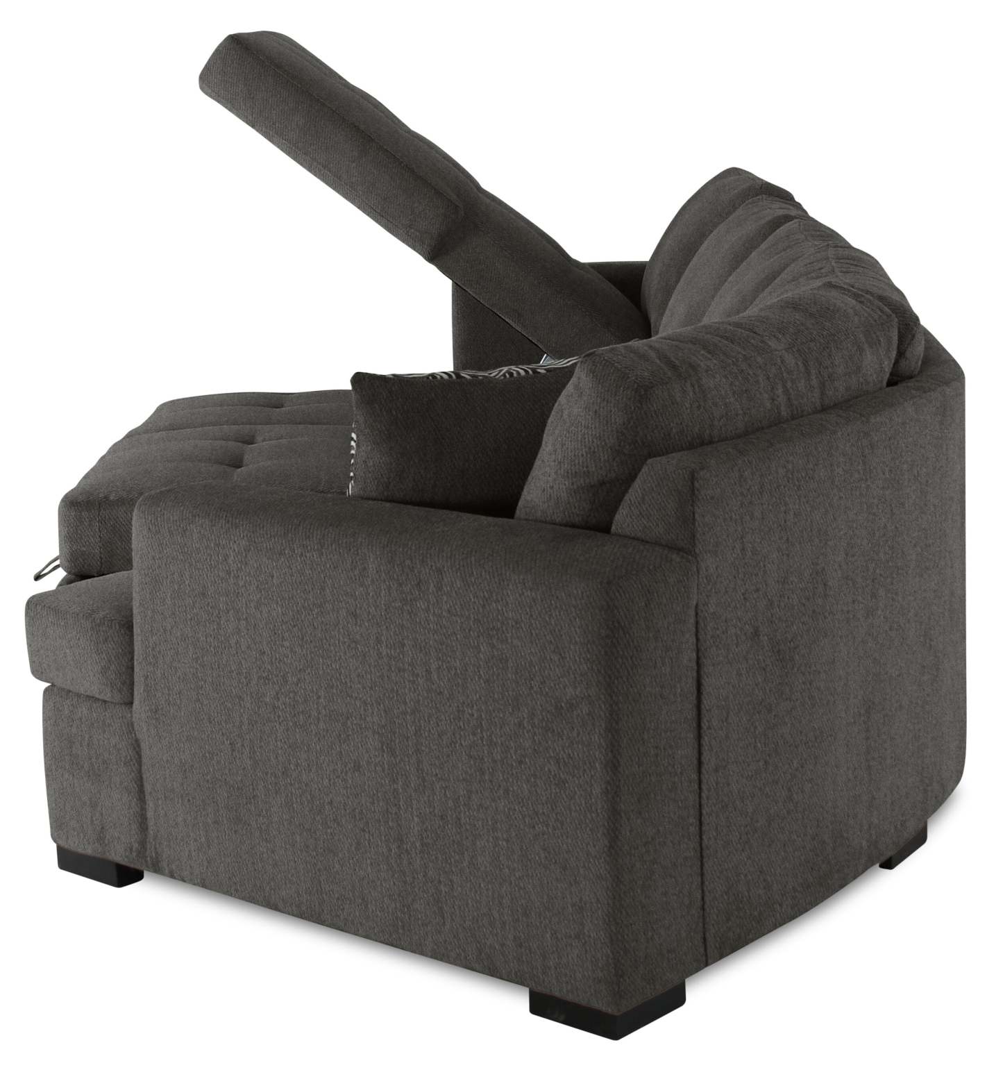 Fabriqué au Canada Legend 3 pièces sectionnel avec lit-couché en tissu de chenille à droite avec chaise longue - brun étain