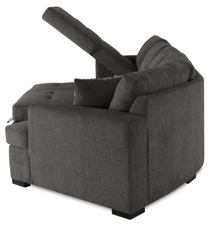 Fabriqué au Canada Legend 3 pièces sectionnel avec lit-couché en tissu de chenille à droite avec chaise longue - brun étain
