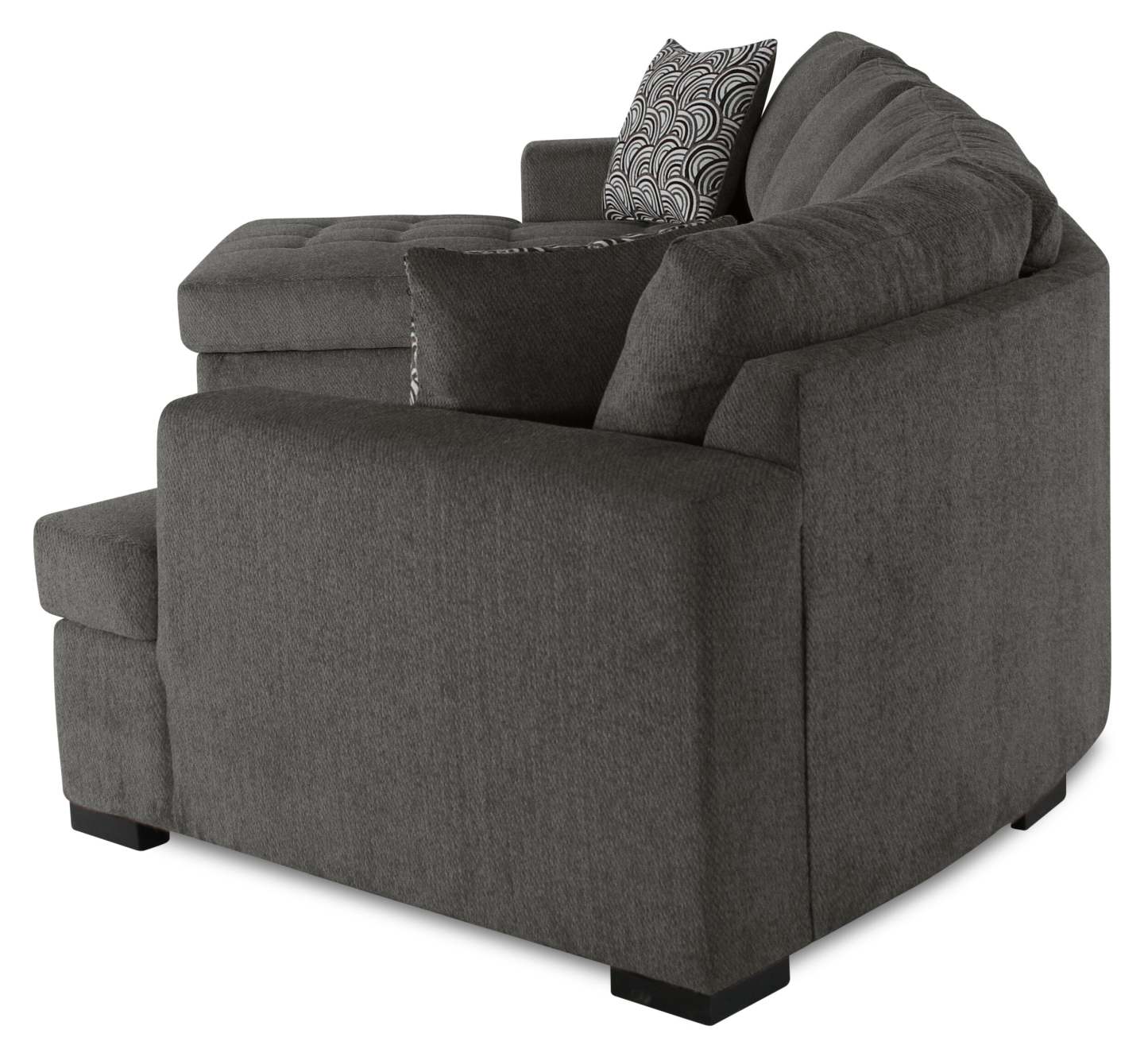 Fabriqué au Canada Legend 3 pièces sectionnel avec lit-couché en tissu de chenille à droite avec chaise longue - brun étain