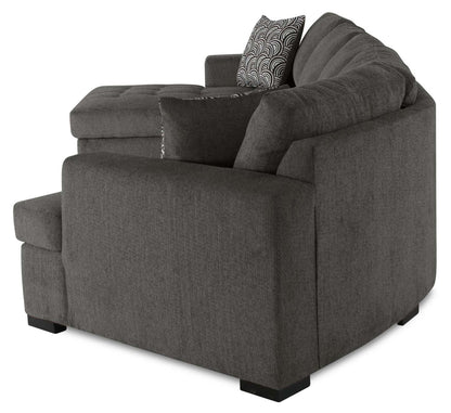 Fabriqué au Canada Legend 3 pièces sectionnel avec lit-couché en tissu de chenille à droite avec chaise longue - brun étain