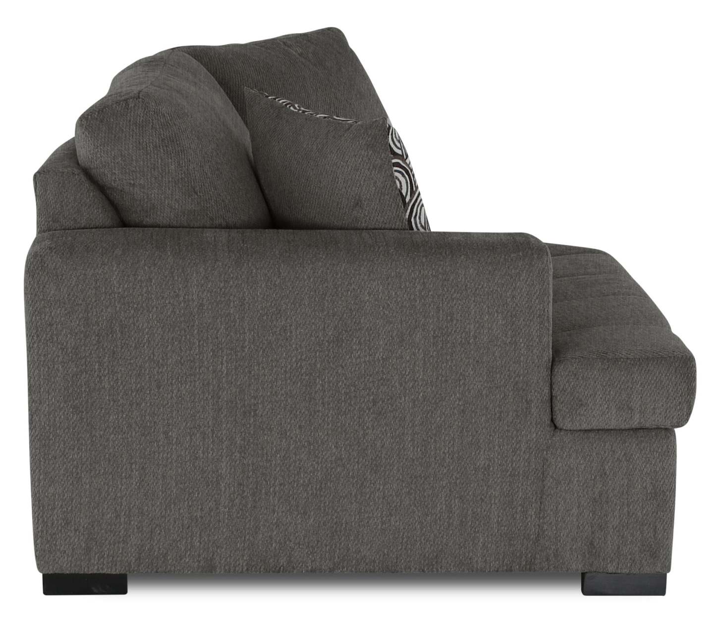 Fabriqué au Canada Canapé sectionnel câlin Legend 2 pièces en tissu chenille orienté vers la gauche - Brun étain | Canapé sectionnel gauche Legend 2 pièces fabriqué au Canada en tissu de chenille avec fauteuil enveloppant - brun étain