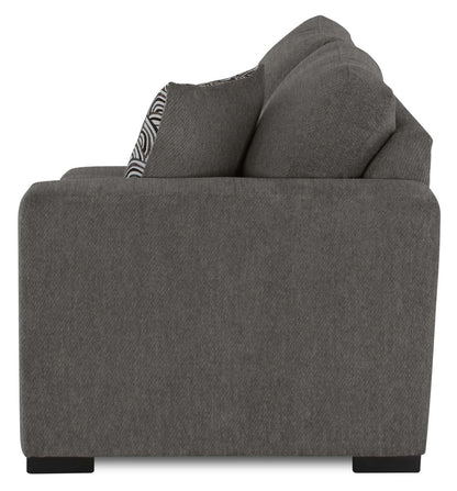 Fabriqué au Canada Canapé sectionnel câlin Legend 2 pièces en tissu chenille orienté vers la gauche - Brun étain | Canapé sectionnel gauche Legend 2 pièces fabriqué au Canada en tissu de chenille avec fauteuil enveloppant - brun étain