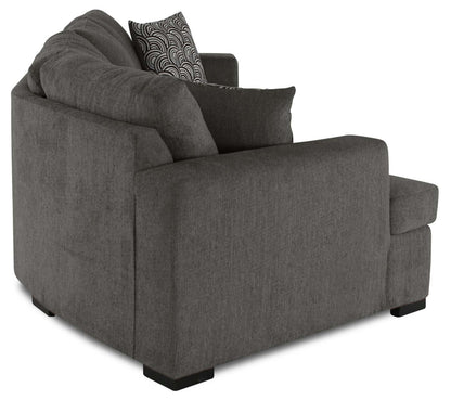 Fabriqué au Canada Canapé sectionnel câlin Legend 2 pièces en tissu chenille orienté vers la gauche - Brun étain | Canapé sectionnel gauche Legend 2 pièces fabriqué au Canada en tissu de chenille avec fauteuil enveloppant - brun étain