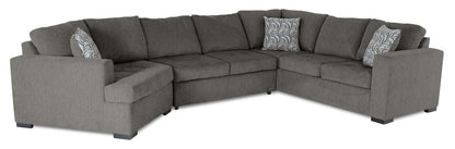 Made in Canada Legend 3-Piece Left-Facing Chenille Fabric Cuddler Sleeper Sectional - Pewter Brown | Canapé-lit sectionnel de gauche Legend 3 pièces fabriqué au Canada en tissu de chenille avec fauteuil enveloppant - brun étain