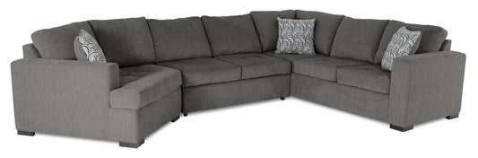 Made in Canada Legend 3-Piece Left-Facing Chenille Fabric Cuddler Sleeper Sectional - Pewter Brown | Canapé-lit sectionnel de gauche Legend 3 pièces fabriqué au Canada en tissu de chenille avec fauteuil enveloppant - brun étain