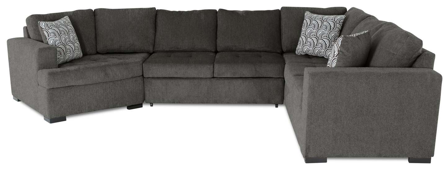 Made in Canada Legend 3-Piece Left-Facing Chenille Fabric Cuddler Sleeper Sectional - Pewter Brown | Canapé-lit sectionnel de gauche Legend 3 pièces fabriqué au Canada en tissu de chenille avec fauteuil enveloppant - brun étain