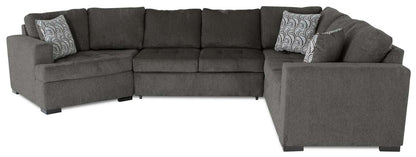 Made in Canada Legend 3-Piece Left-Facing Chenille Fabric Cuddler Sleeper Sectional - Pewter Brown | Canapé-lit sectionnel de gauche Legend 3 pièces fabriqué au Canada en tissu de chenille avec fauteuil enveloppant - brun étain