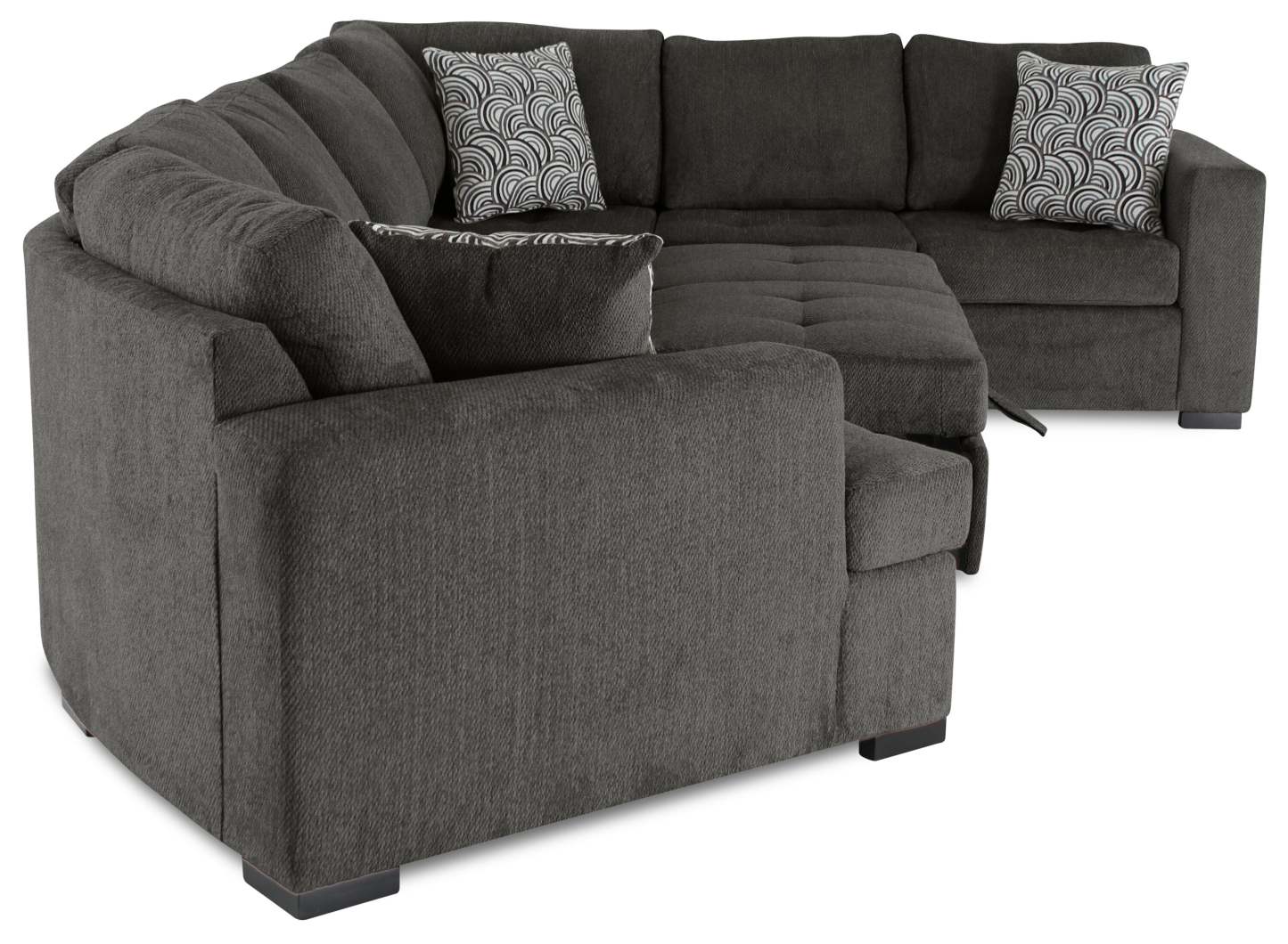 Made in Canada Legend 3-Piece Left-Facing Chenille Fabric Cuddler Sleeper Sectional - Pewter Brown | Canapé-lit sectionnel de gauche Legend 3 pièces fabriqué au Canada en tissu de chenille avec fauteuil enveloppant - brun étain