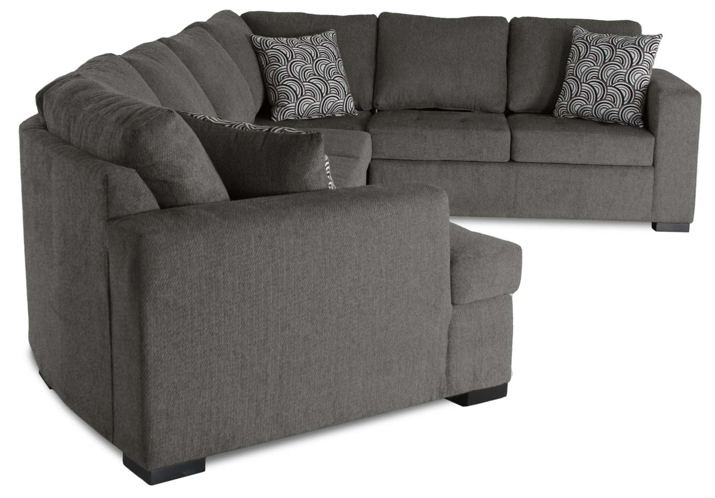 Fabriqué au Canada, canapé-lit sectionnel enveloppant Legend 4 pièces en tissu de chenille avec chaise longue - brun étain