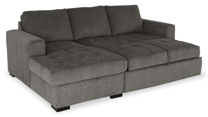 Made in Canada Legend 2-Piece Left-Facing Chenille Fabric Sleeper Sectional with Storage Chaise - Pewter Brown | Canapé-lit sectionnel de gauche Legend 2 pièces fabriqué au Canada en tissu de chenille avec chaise longue de rangement - brun étain