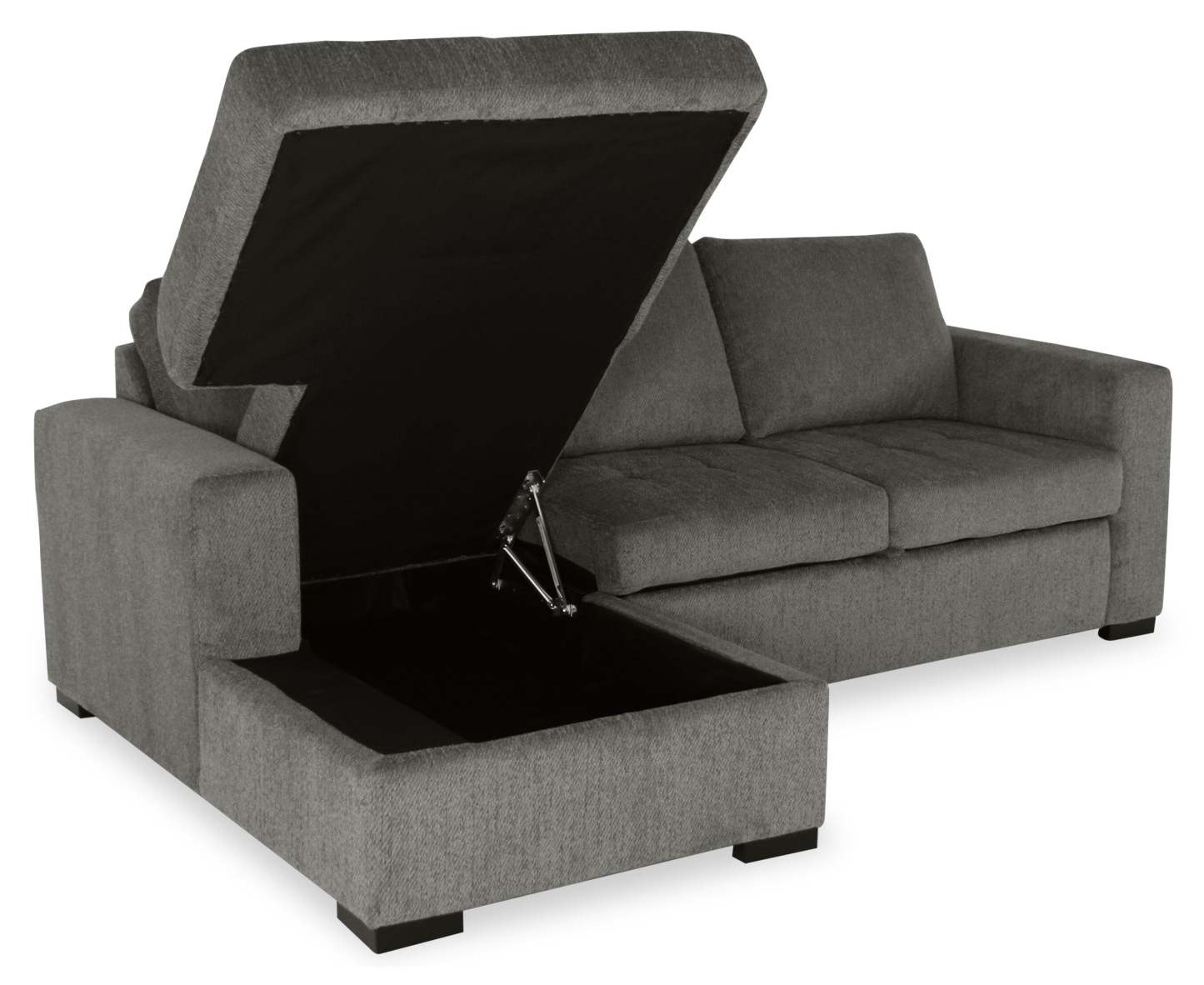 Made in Canada Legend 2-Piece Left-Facing Chenille Fabric Sleeper Sectional with Storage Chaise - Pewter Brown | Canapé-lit sectionnel de gauche Legend 2 pièces fabriqué au Canada en tissu de chenille avec chaise longue de rangement - brun étain