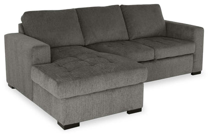 Made in Canada Legend 2-Piece Left-Facing Chenille Fabric Sleeper Sectional with Storage Chaise - Pewter Brown | Canapé-lit sectionnel de gauche Legend 2 pièces fabriqué au Canada en tissu de chenille avec chaise longue de rangement - brun étain