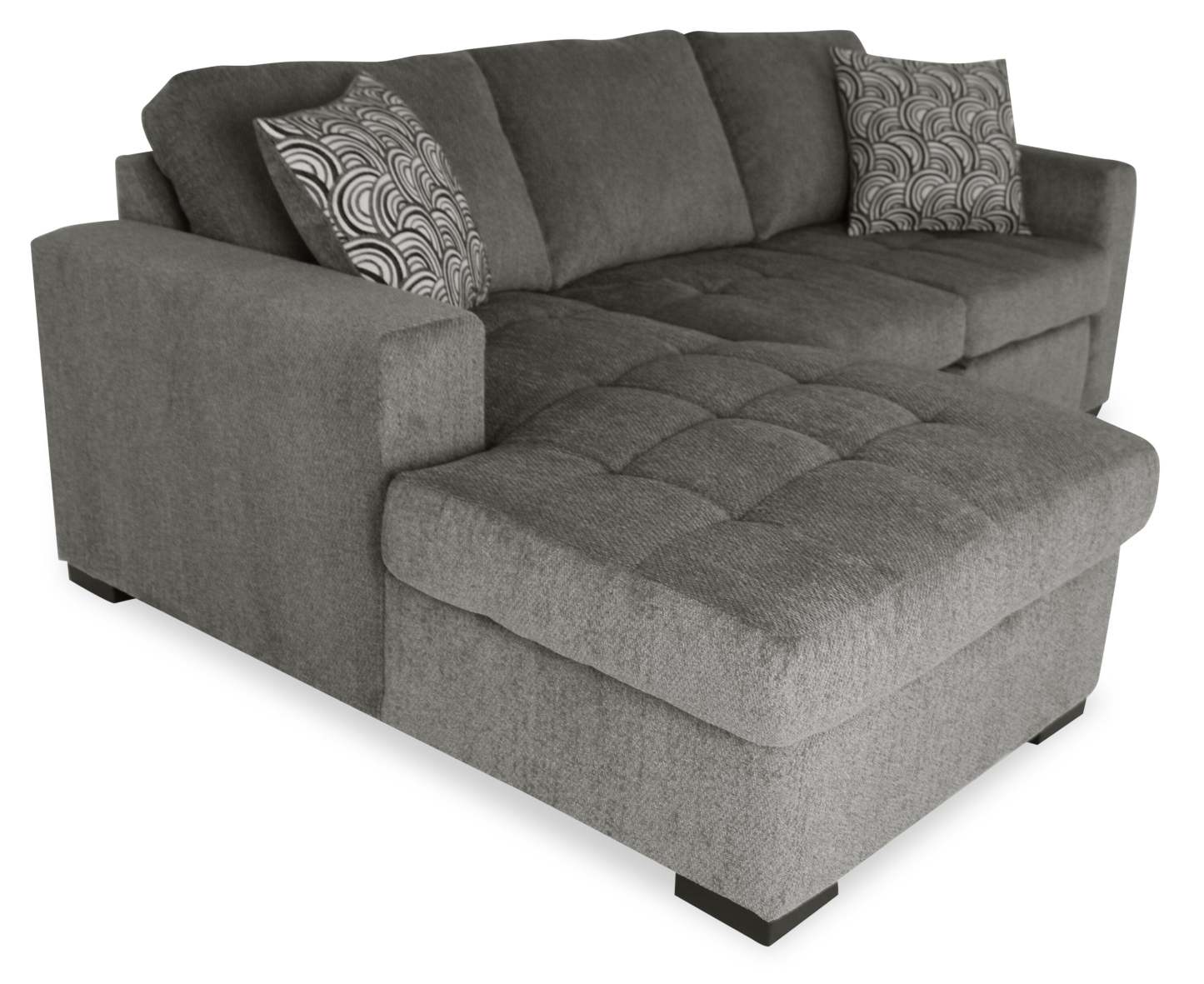 Made in Canada Legend 2-Piece Left-Facing Chenille Fabric Sleeper Sectional with Storage Chaise - Pewter Brown | Canapé-lit sectionnel de gauche Legend 2 pièces fabriqué au Canada en tissu de chenille avec chaise longue de rangement - brun étain