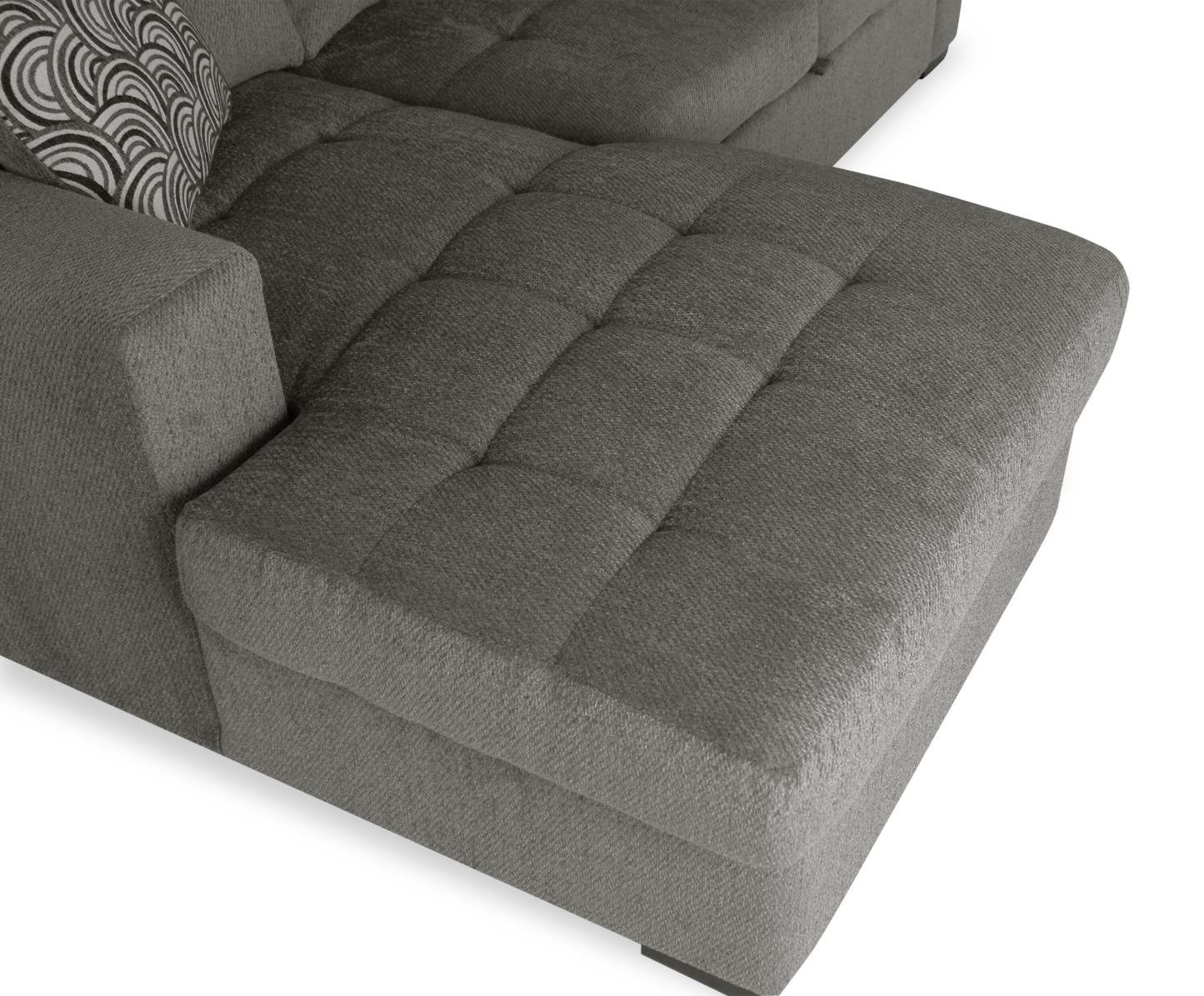 Made in Canada Legend 2-Piece Left-Facing Chenille Fabric Sleeper Sectional with Storage Chaise - Pewter Brown | Canapé-lit sectionnel de gauche Legend 2 pièces fabriqué au Canada en tissu de chenille avec chaise longue de rangement - brun étain