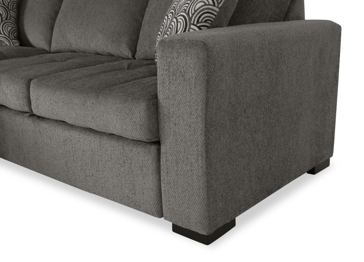 Made in Canada Legend 2-Piece Left-Facing Chenille Fabric Sleeper Sectional with Storage Chaise - Pewter Brown | Canapé-lit sectionnel de gauche Legend 2 pièces fabriqué au Canada en tissu de chenille avec chaise longue de rangement - brun étain