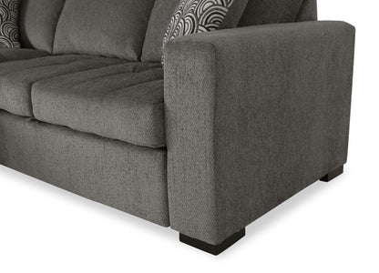 Made in Canada Legend 2-Piece Left-Facing Chenille Fabric Sleeper Sectional with Storage Chaise - Pewter Brown | Canapé-lit sectionnel de gauche Legend 2 pièces fabriqué au Canada en tissu de chenille avec chaise longue de rangement - brun étain