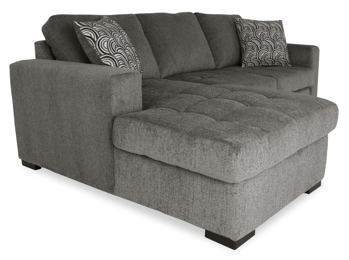 Made in Canada Legend 2-Piece Left-Facing Chenille Fabric Sleeper Sectional with Storage Chaise - Pewter Brown | Canapé-lit sectionnel de gauche Legend 2 pièces fabriqué au Canada en tissu de chenille avec chaise longue de rangement - brun étain