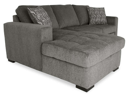 Made in Canada Legend 2-Piece Left-Facing Chenille Fabric Sleeper Sectional with Storage Chaise - Pewter Brown | Canapé-lit sectionnel de gauche Legend 2 pièces fabriqué au Canada en tissu de chenille avec chaise longue de rangement - brun étain