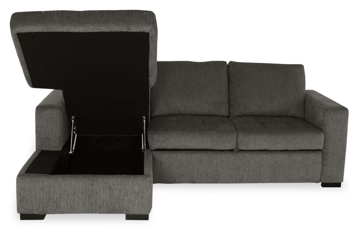 Made in Canada Legend 2-Piece Left-Facing Chenille Fabric Sleeper Sectional with Storage Chaise - Pewter Brown | Canapé-lit sectionnel de gauche Legend 2 pièces fabriqué au Canada en tissu de chenille avec chaise longue de rangement - brun étain
