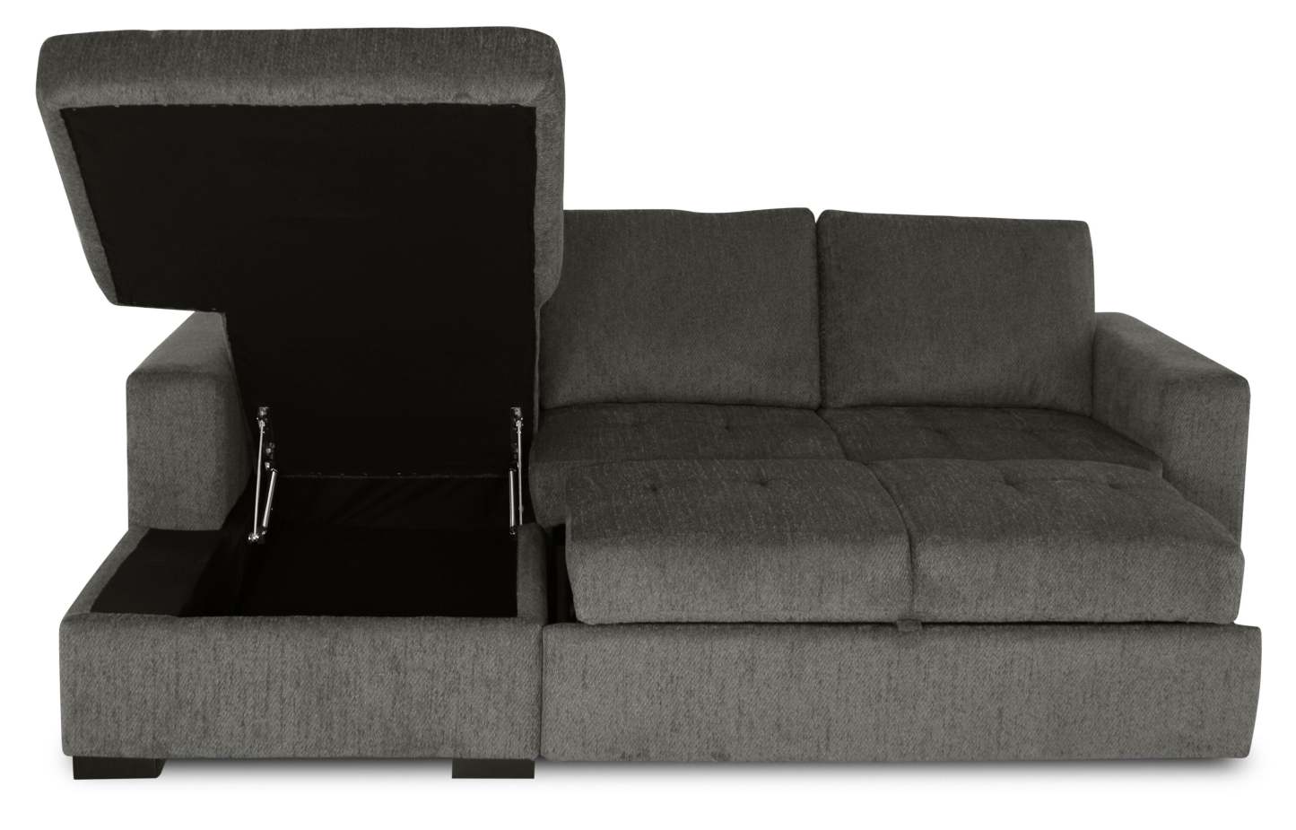 Made in Canada Legend 2-Piece Left-Facing Chenille Fabric Sleeper Sectional with Storage Chaise - Pewter Brown | Canapé-lit sectionnel de gauche Legend 2 pièces fabriqué au Canada en tissu de chenille avec chaise longue de rangement - brun étain