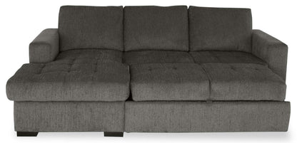 Made in Canada Legend 2-Piece Left-Facing Chenille Fabric Sleeper Sectional with Storage Chaise - Pewter Brown | Canapé-lit sectionnel de gauche Legend 2 pièces fabriqué au Canada en tissu de chenille avec chaise longue de rangement - brun étain