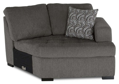 Made in Canada Legend 2-Piece Right-Facing Chenille Fabric Cuddler Sectional - Pewter Brown | Canapé sectionnel de droite Legend 2 pièces fabriqué au Canada en tissu de chenille avec fauteuil enveloppant - brun étain