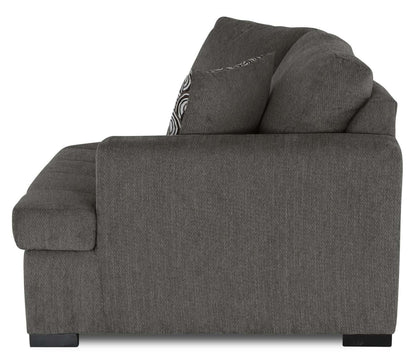 Made in Canada Legend 2-Piece Right-Facing Chenille Fabric Cuddler Sectional - Pewter Brown | Canapé sectionnel de droite Legend 2 pièces fabriqué au Canada en tissu de chenille avec fauteuil enveloppant - brun étain