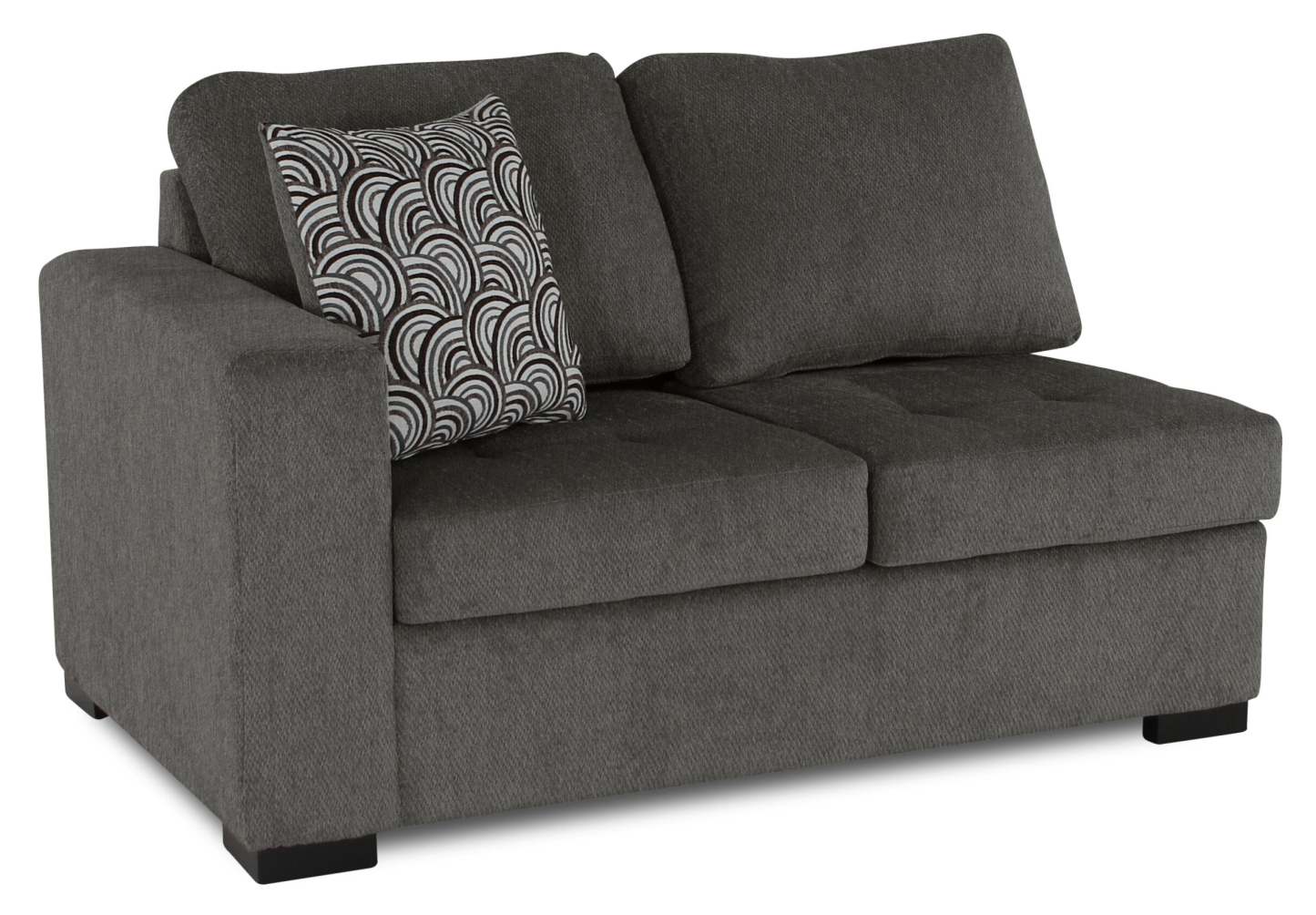 Made in Canada Legend 2-Piece Right-Facing Chenille Fabric Cuddler Sectional - Pewter Brown | Canapé sectionnel de droite Legend 2 pièces fabriqué au Canada en tissu de chenille avec fauteuil enveloppant - brun étain