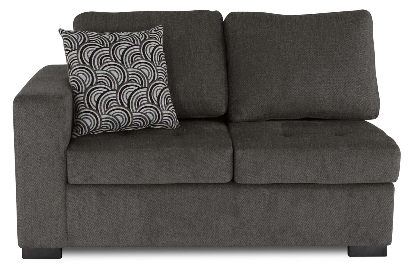 Made in Canada Legend 2-Piece Right-Facing Chenille Fabric Cuddler Sectional - Pewter Brown | Canapé sectionnel de droite Legend 2 pièces fabriqué au Canada en tissu de chenille avec fauteuil enveloppant - brun étain