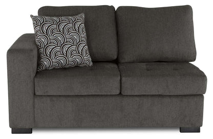 Made in Canada Legend 2-Piece Right-Facing Chenille Fabric Cuddler Sectional - Pewter Brown | Canapé sectionnel de droite Legend 2 pièces fabriqué au Canada en tissu de chenille avec fauteuil enveloppant - brun étain