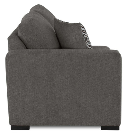 Made in Canada Legend 2-Piece Right-Facing Chenille Fabric Cuddler Sectional - Pewter Brown | Canapé sectionnel de droite Legend 2 pièces fabriqué au Canada en tissu de chenille avec fauteuil enveloppant - brun étain